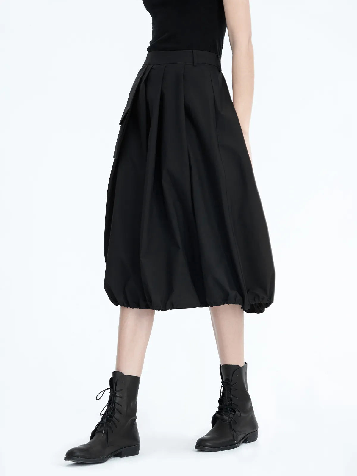 Side Pocket Letter Print Casual Skirt