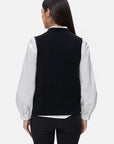 Stylish women's round neck ribbed button split vest design