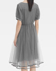 Round Neck Mesh Irregular Short-sleeved Dress