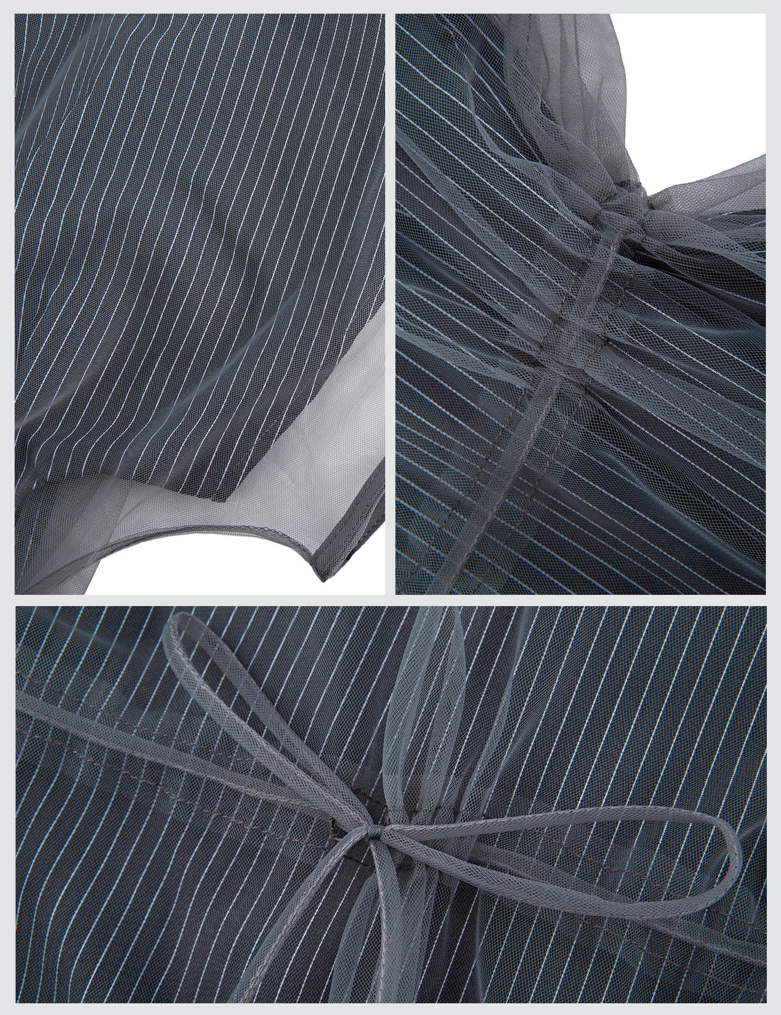 A-Linien-Mesh-Kurzarmkleid mit Rundhalsausschnitt 
