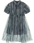 Lapel Collar Ink Smudged Shirt Dress