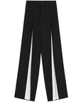 Chiffon-Hose mit geradem Bein und hoher Taille