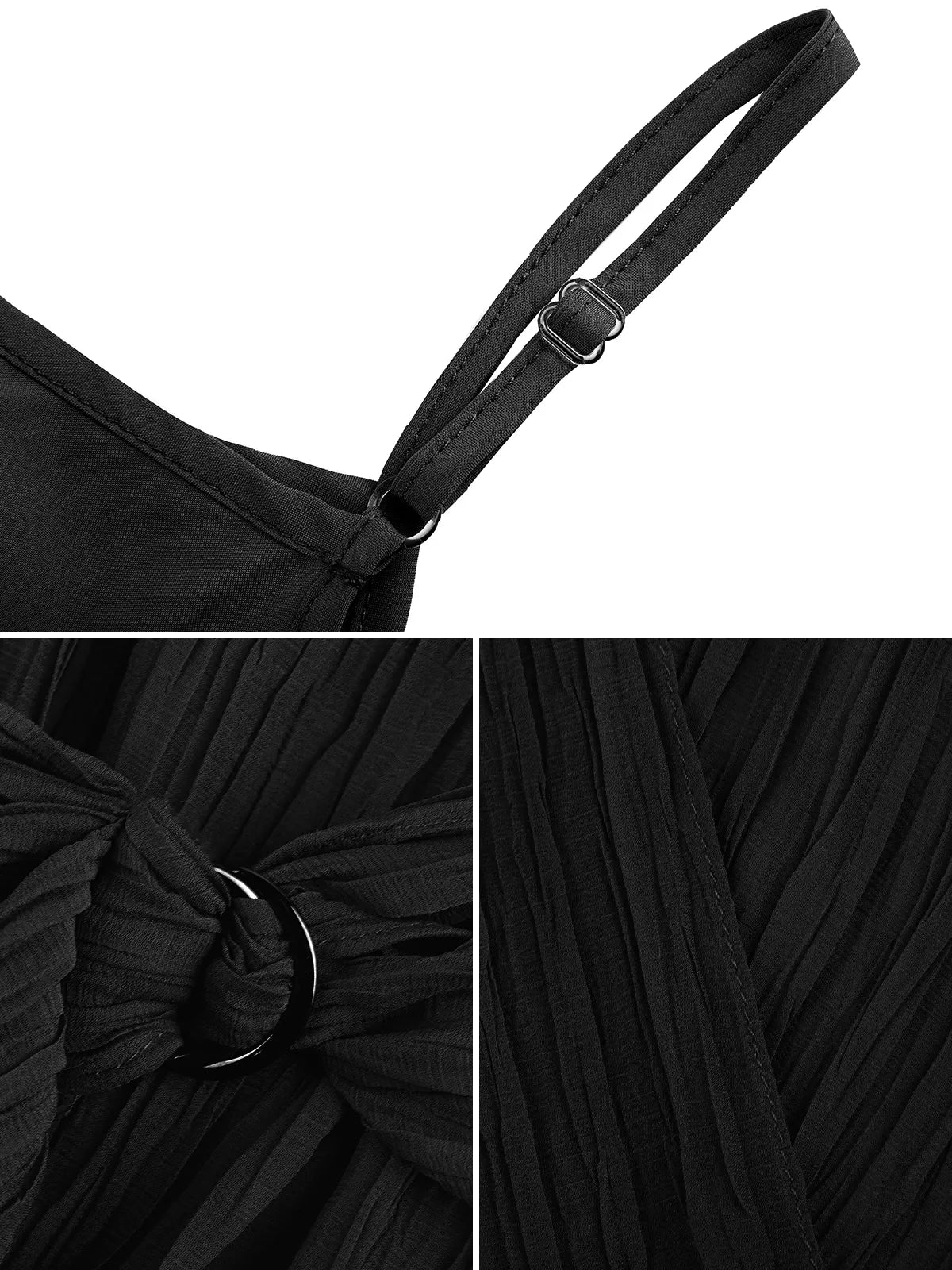 V Neck Texture Spaghetti Two-piece Dress