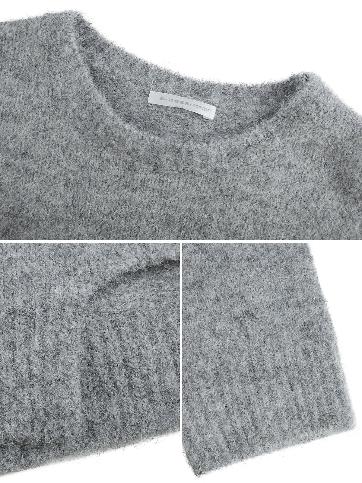 Round Neck Irregular Drop Shoulder Sleeve Sweater