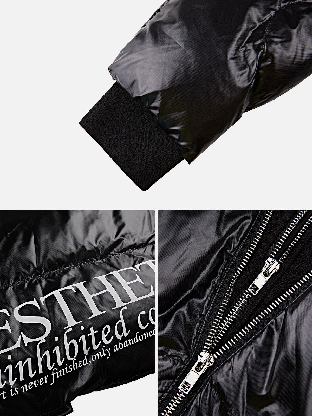 Hooded Waist And Contrasting Letters Long Down Jacket