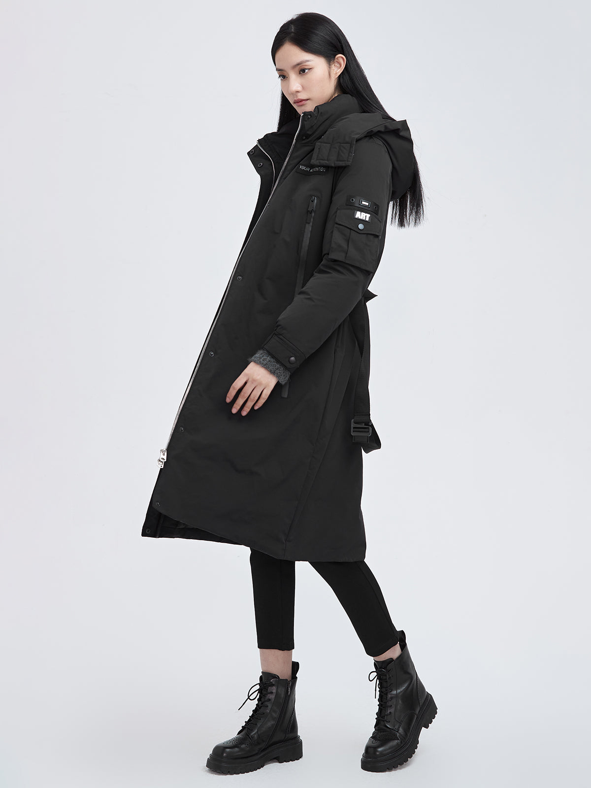 Hooded Pocket Detailed Down Coat