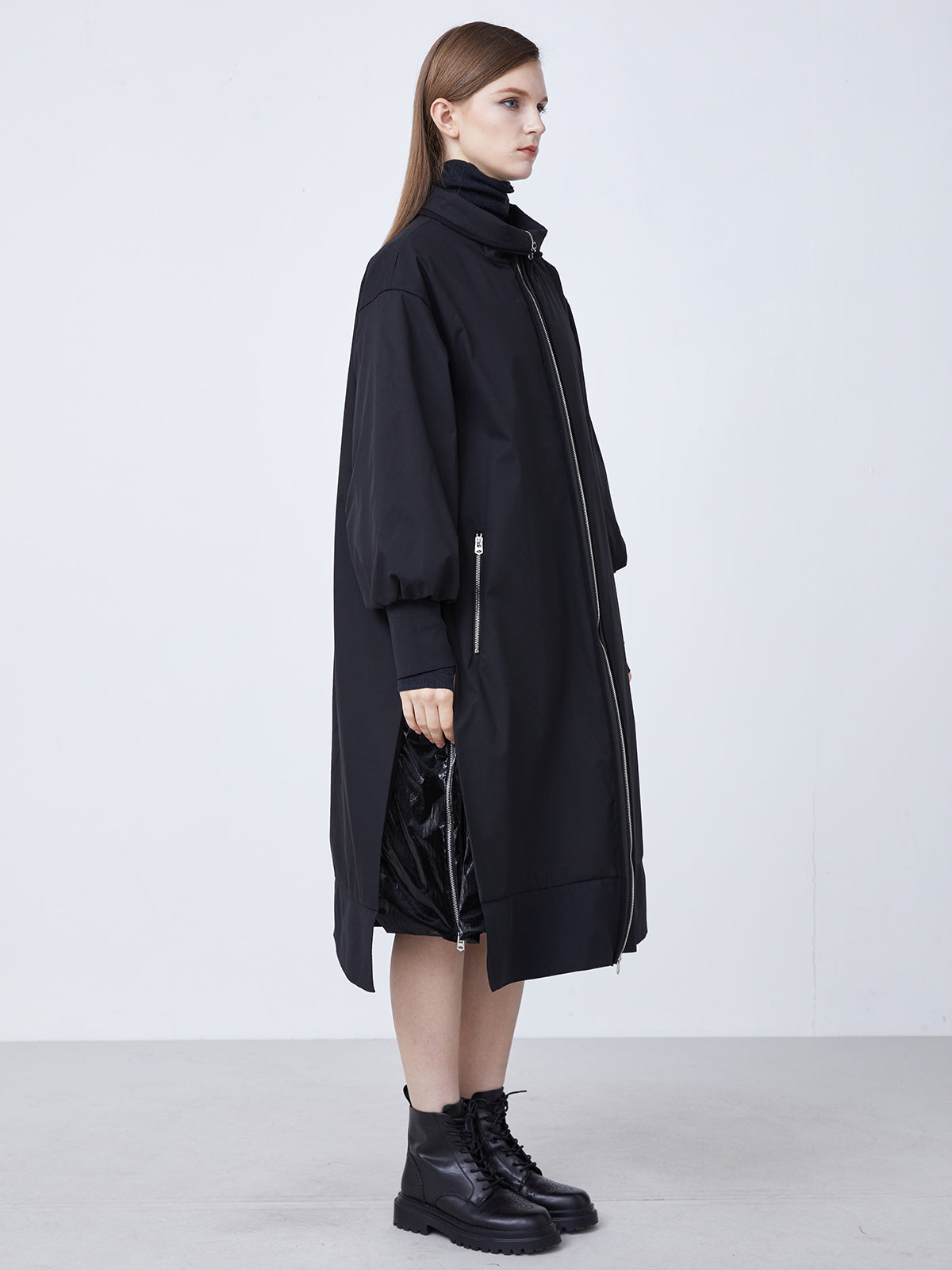 Two-Piece Long Down Jacket With High Collar And Splicing