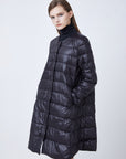 Two-Piece Long Down Jacket With High Collar And Splicing
