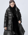 Loose A-Line Black Long Down Jacket