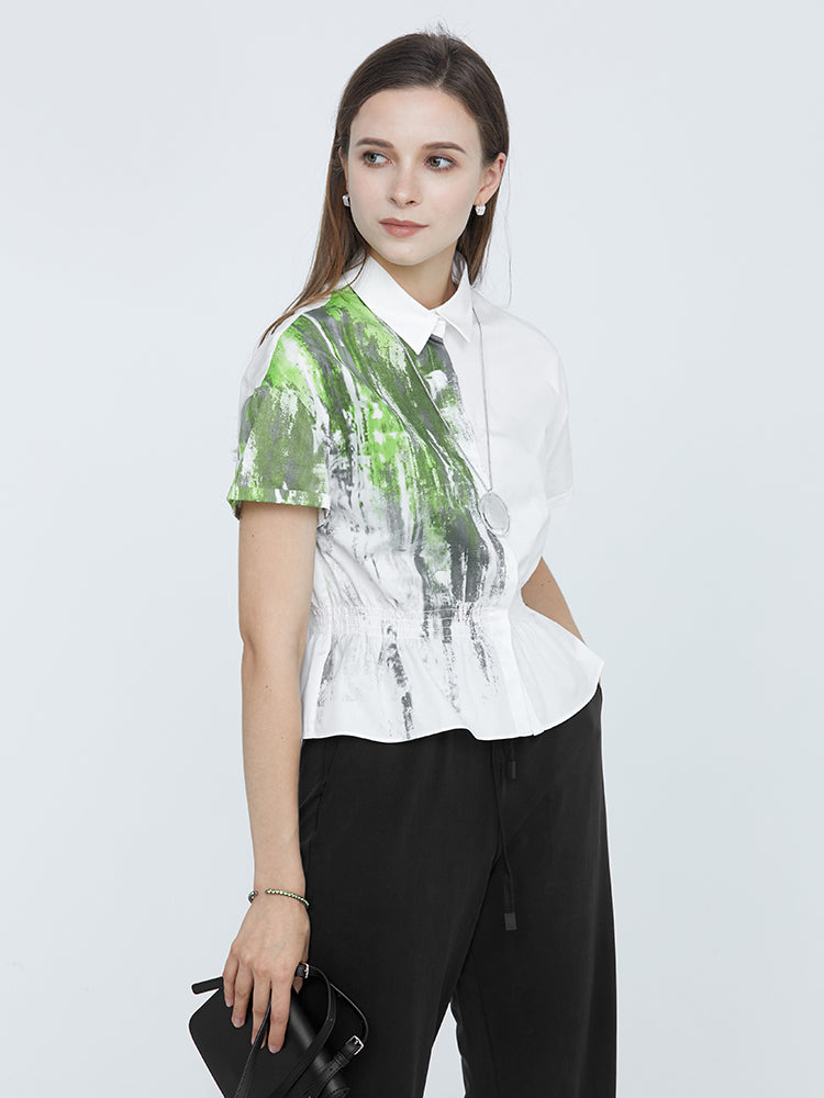 T-Shirt mit elastischem Bund und Tintenspritzer-Print