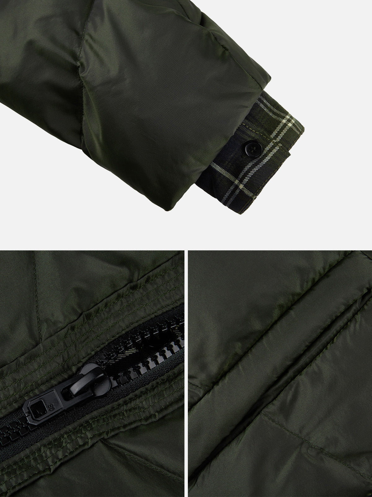 Contrasting Plaid Stitching Short Down Jacket