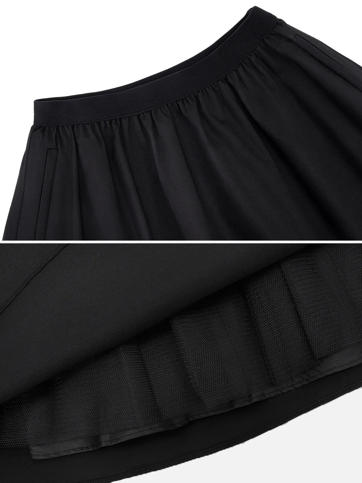 Women's black skirt with a tasteful mid-length design, combining modest coverage and stylish allure