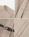 Waist-Tie Bubble Sleeve Wool Coat