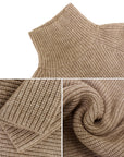 Women's Ribbed Knit Pullover: Monochromatic Elegance with Turtleneck and Distinctive Drop-Shoulder Sleeves