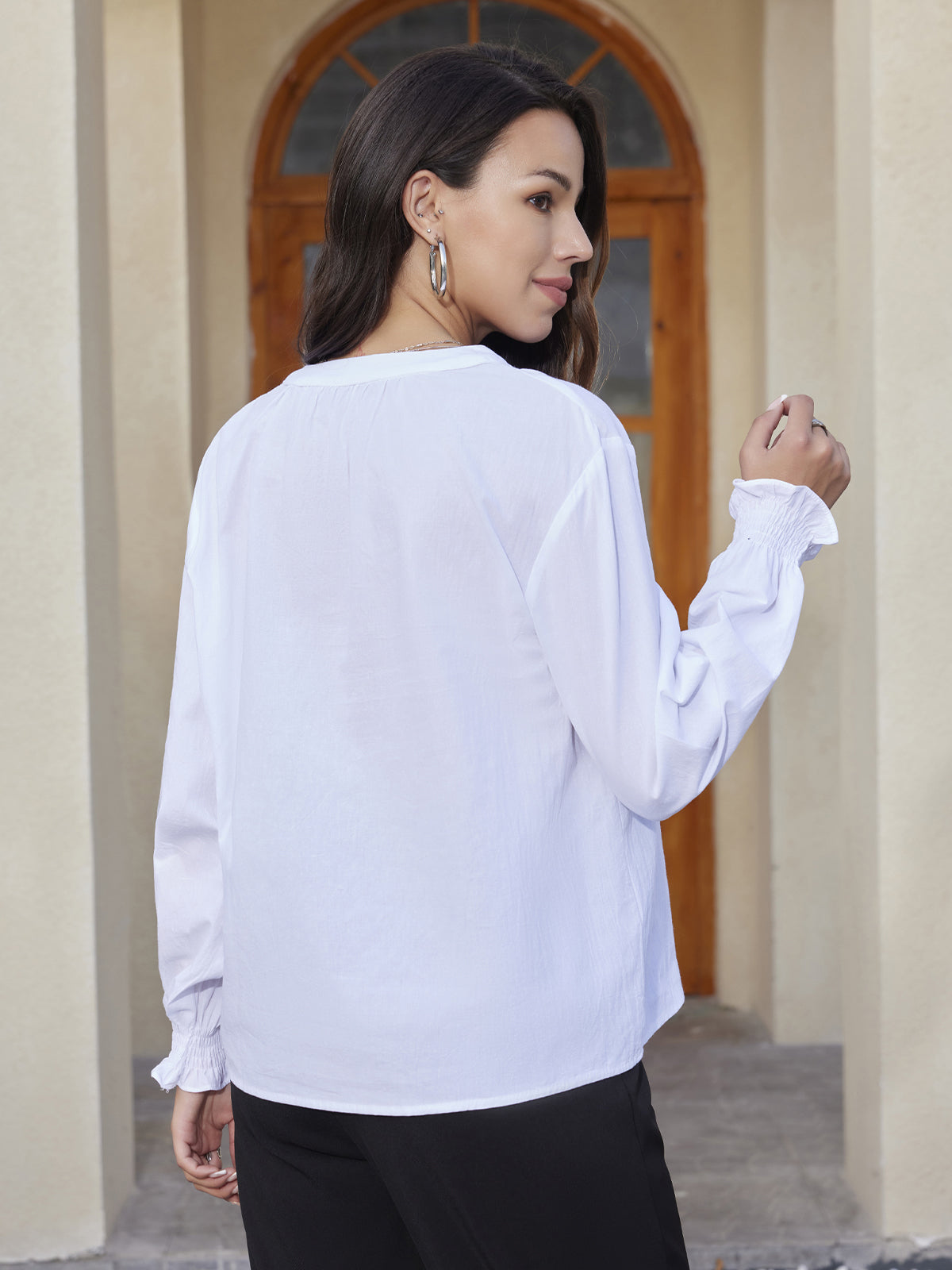 V-Neck Pullover Blouse