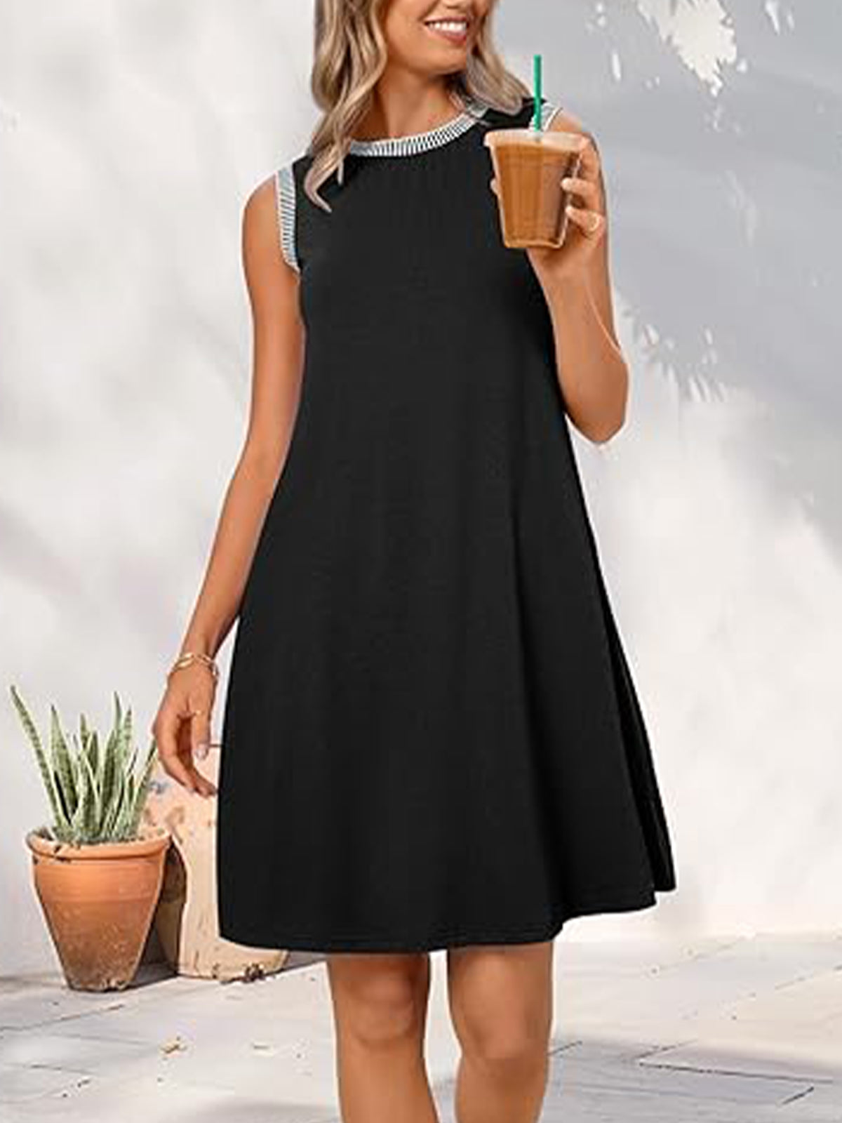 Contrast Trim Minidress