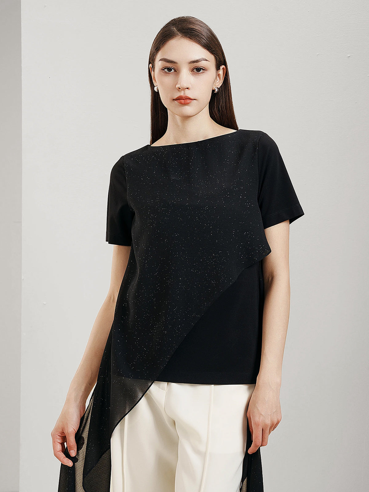 Asymmetrical Sequin T-Shirt