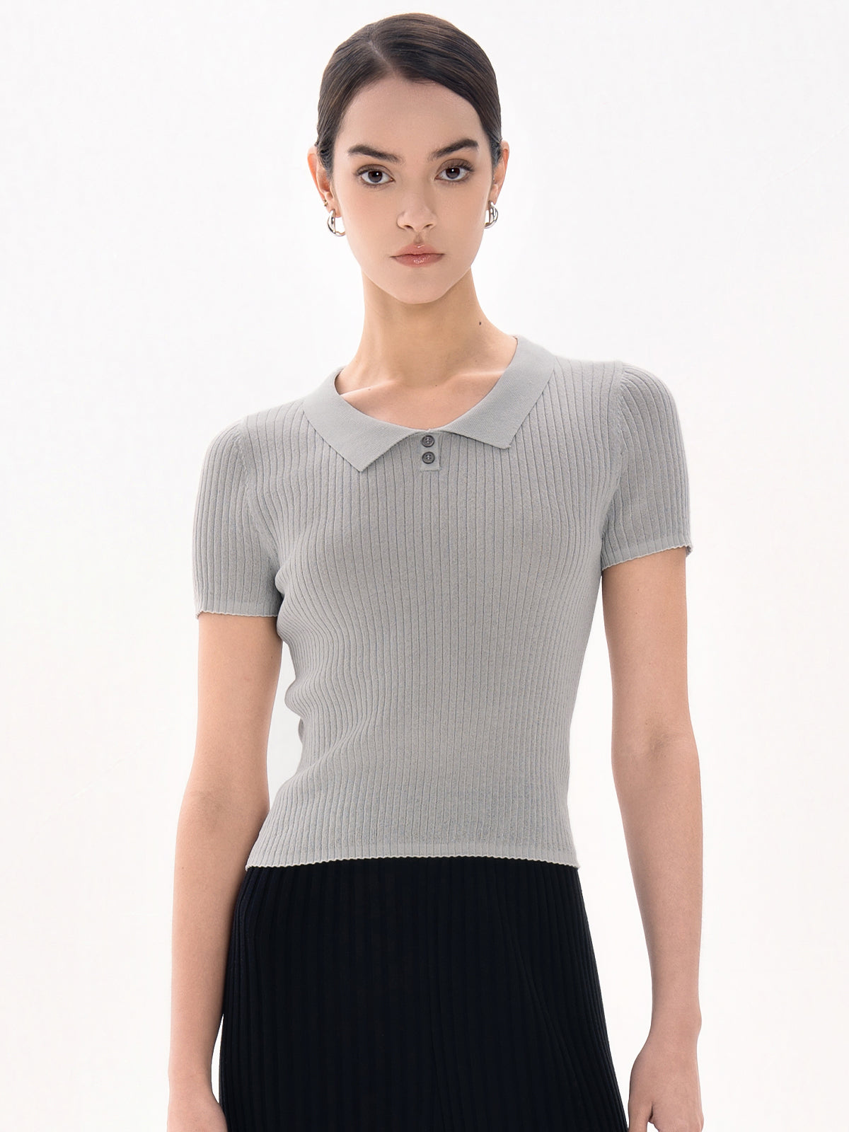 Rib Short Sleeves Top