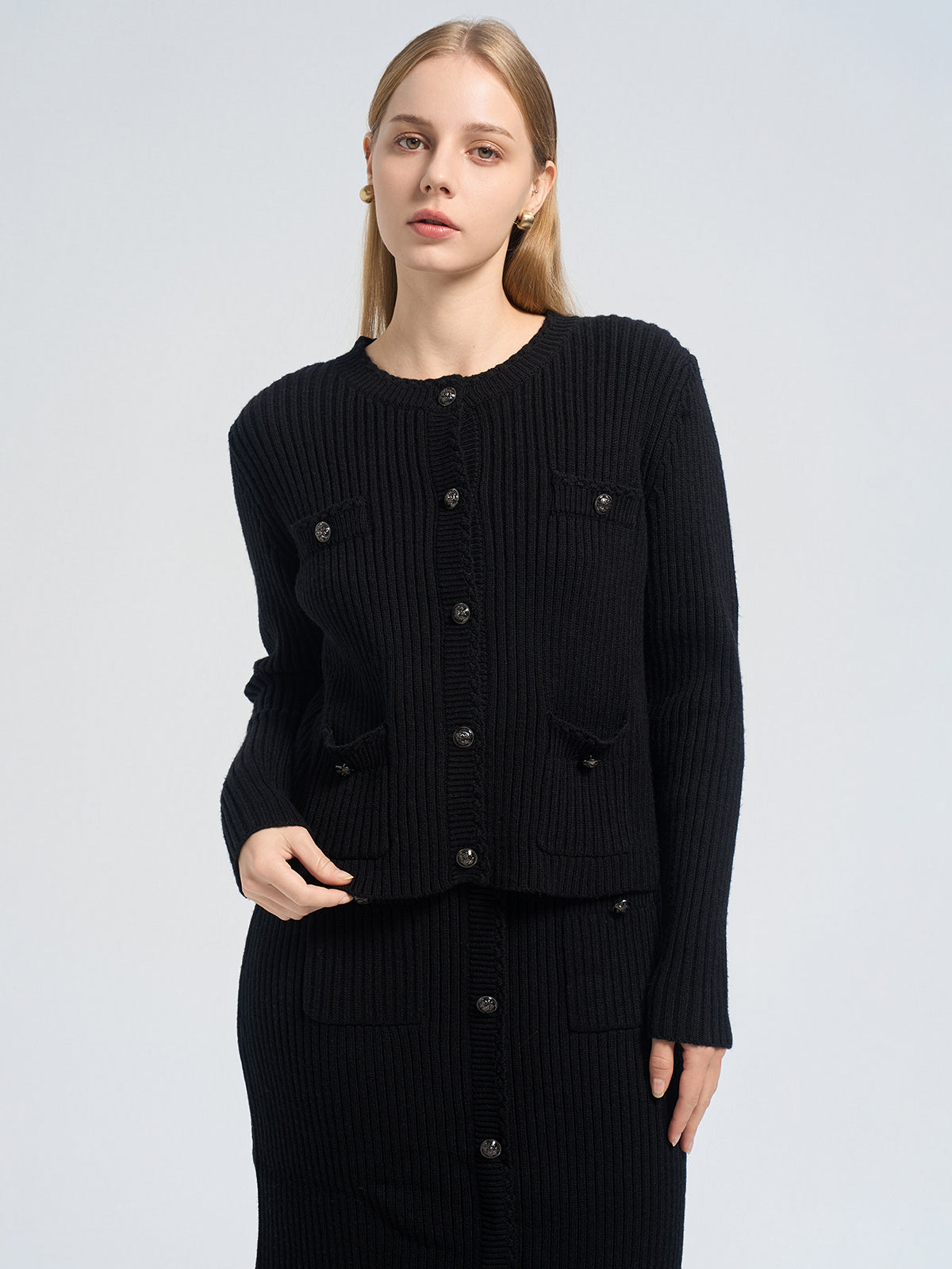 Solid Textured Knit Cardigan