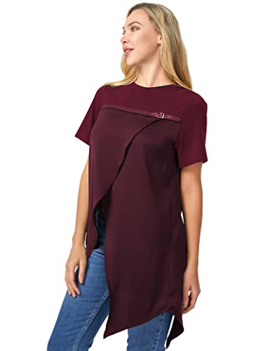 Fashionable irregular split round neck T-shirt bringing a new sense of style to women&#39;s outfits