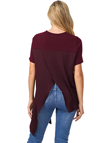 PU Strap Irregular Split Hem T-Shirt