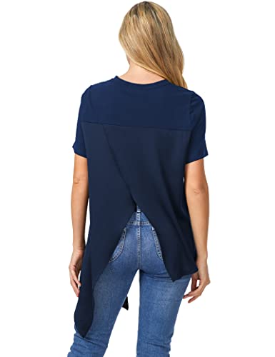 PU Strap Irregular Split Hem T-Shirt