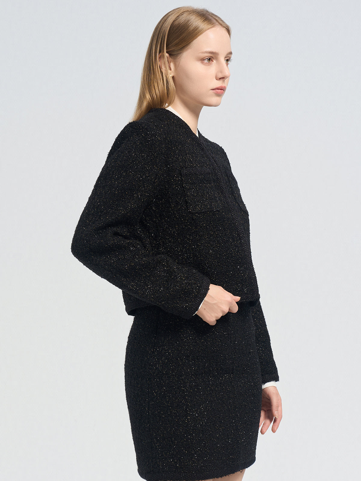 Crop Sparkle Tweed Jacket