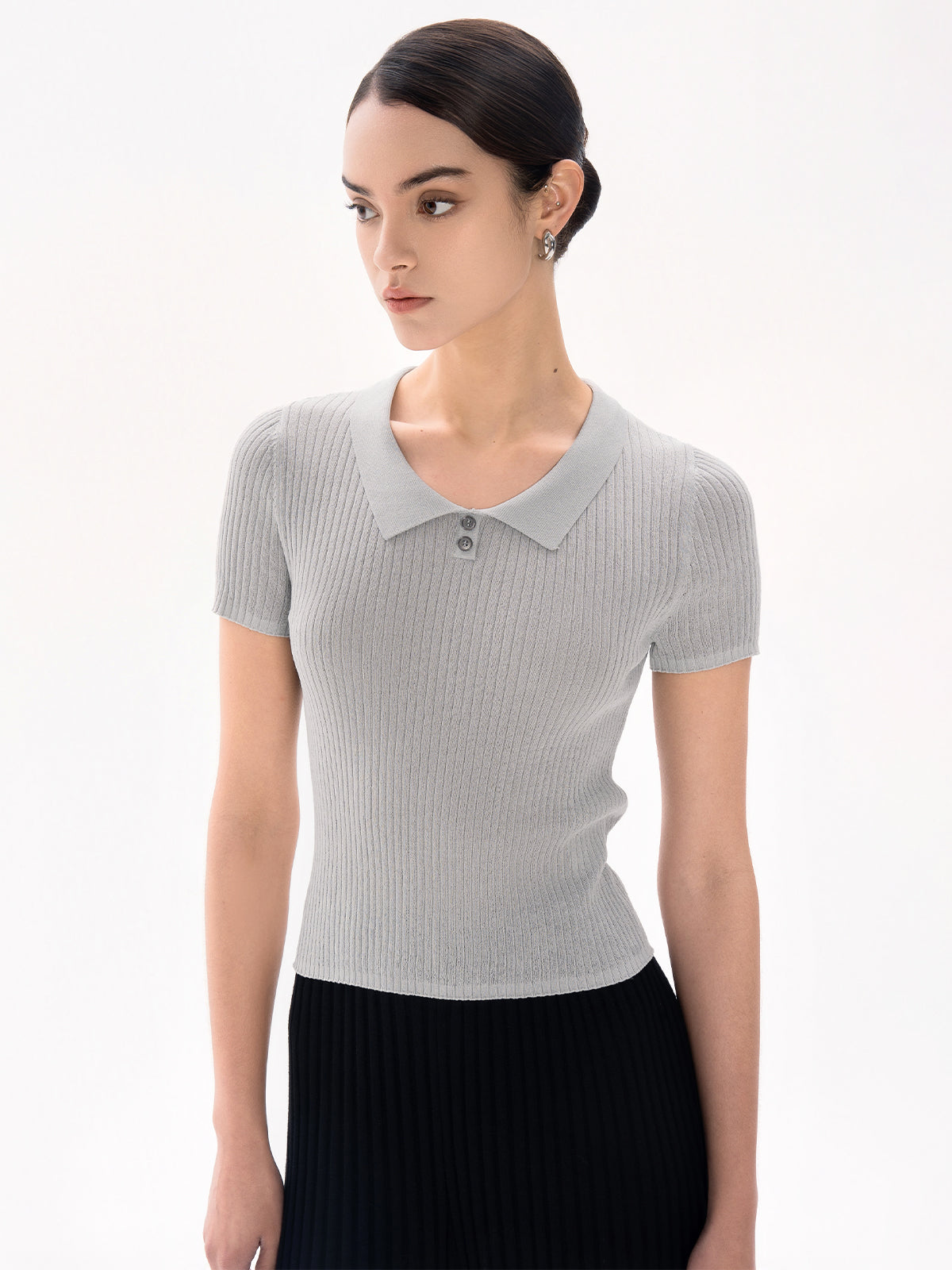 Rib Short Sleeves Top