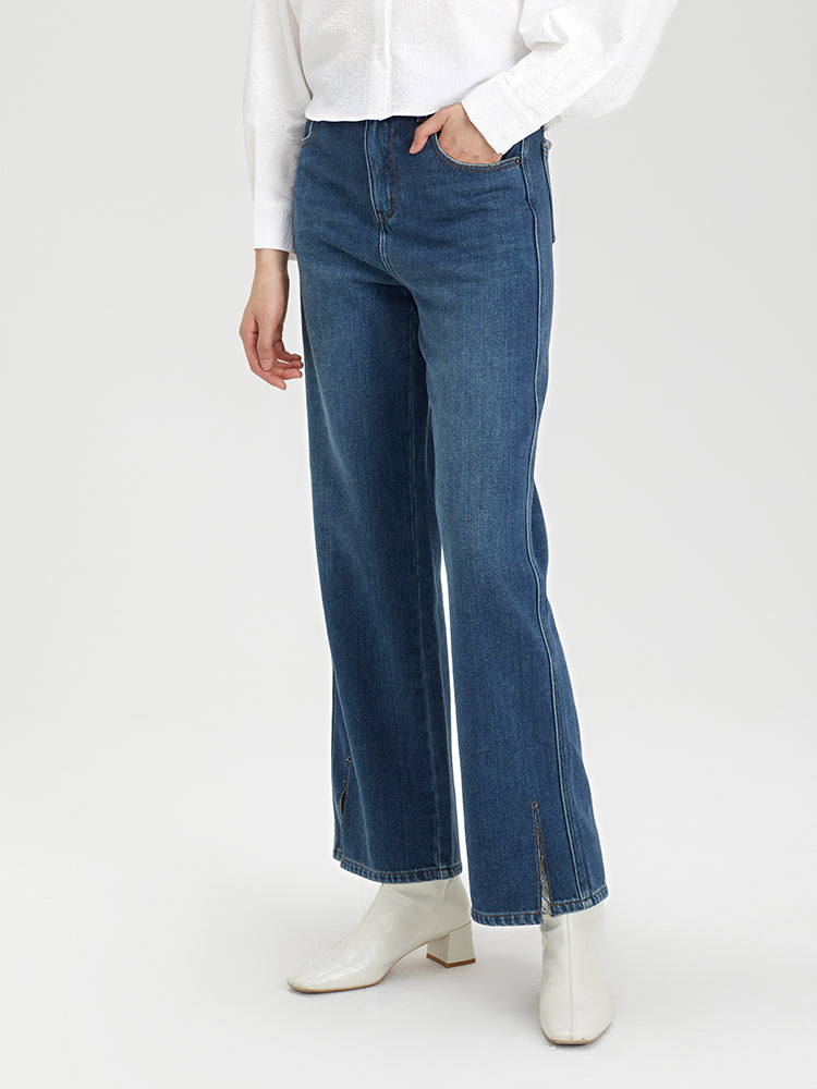 Split Hem High-Rise Loose Jeans