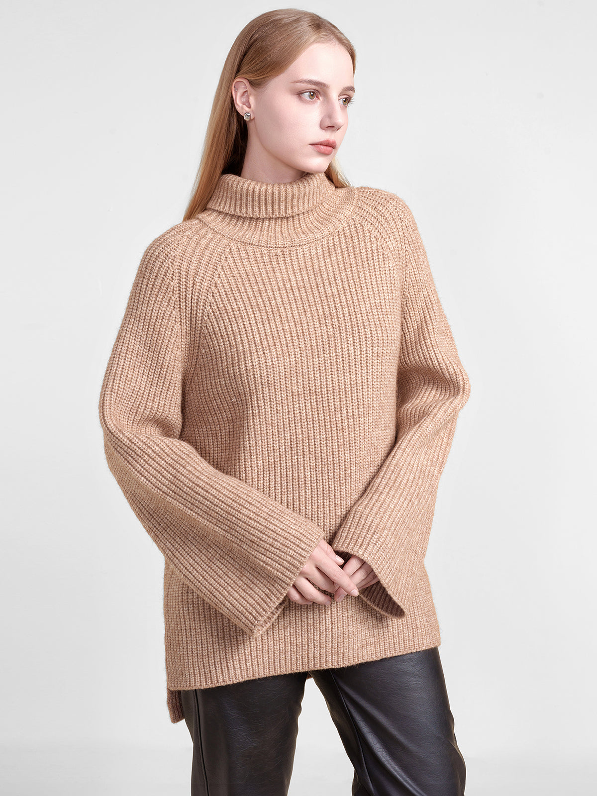 High-Neck Loose Fit Rib Sweater