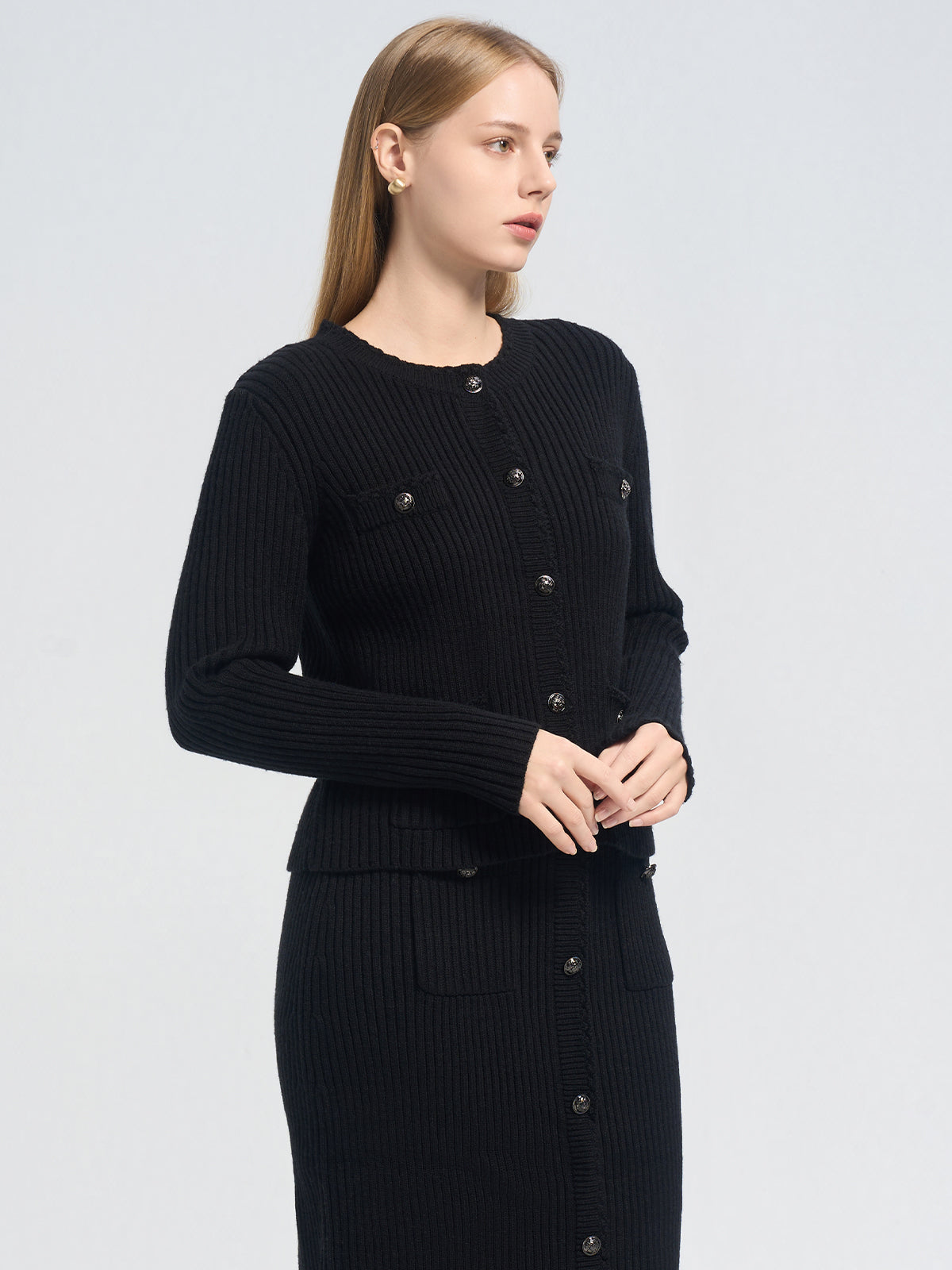 Solid Textured Knit Cardigan