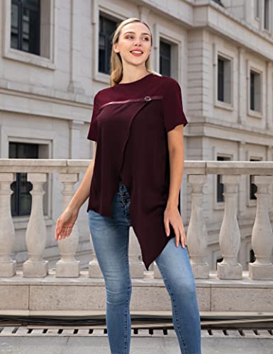 PU Strap Irregular Split Hem T-Shirt