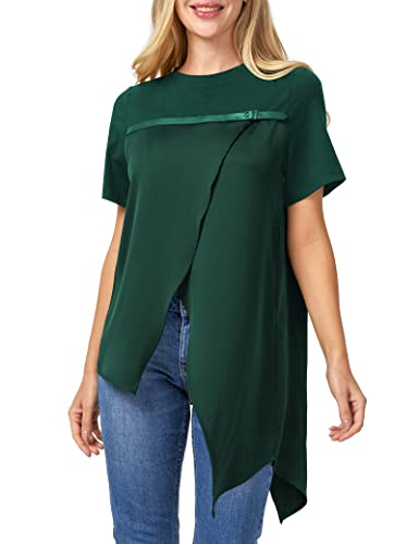 PU Strap Irregular Split Hem T-Shirt