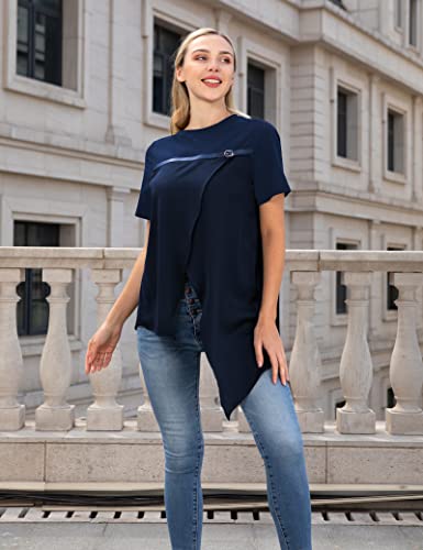 PU Strap Irregular Split Hem T-Shirt