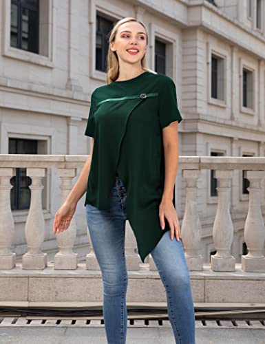 PU Strap Irregular Split Hem T-Shirt