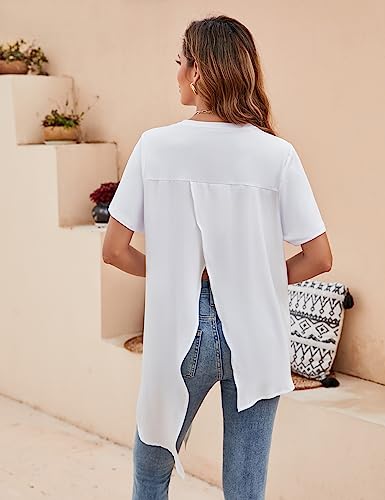 PU Strap Irregular Split Hem T-Shirt