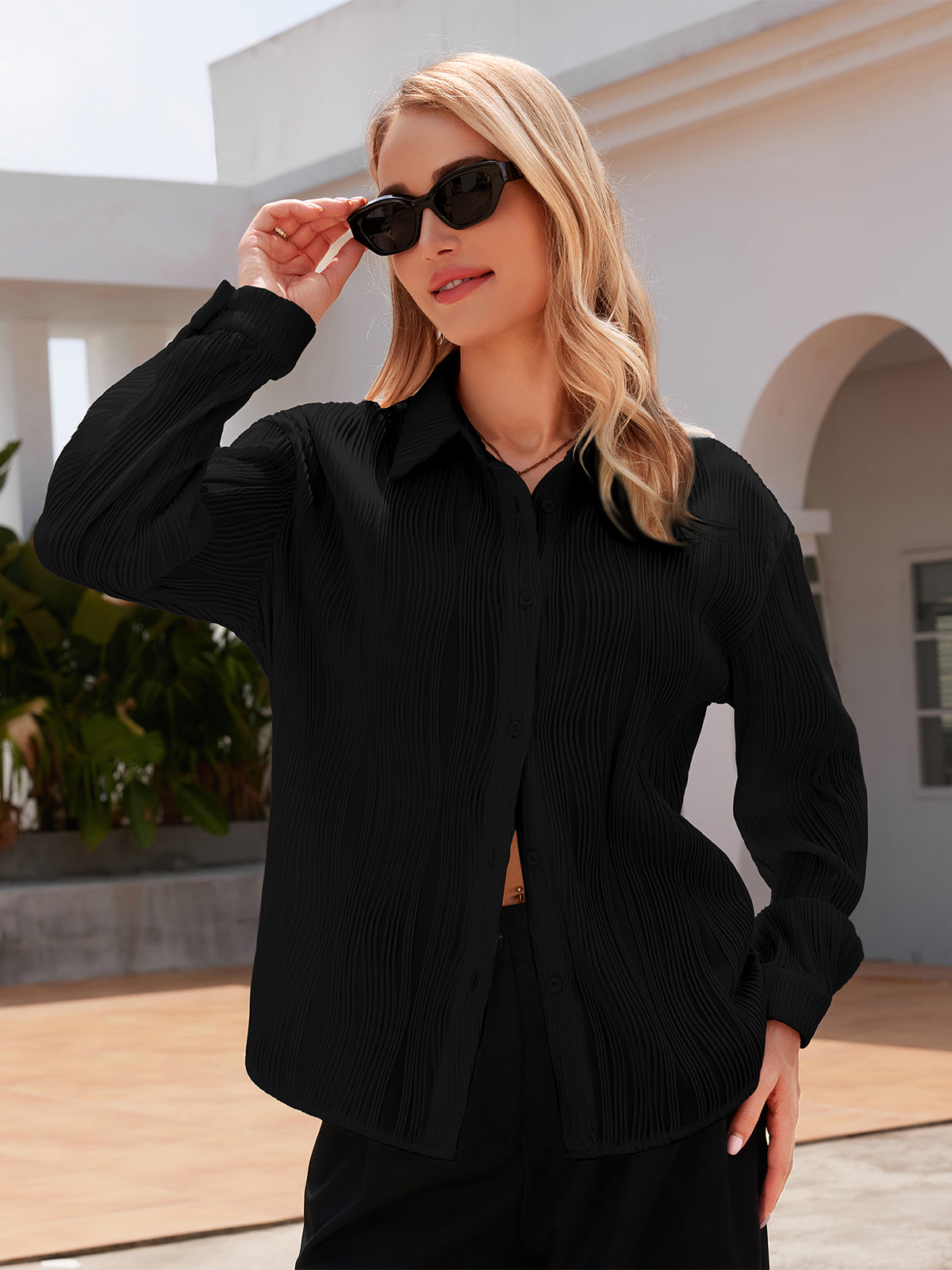 Textured Button Up Shirt