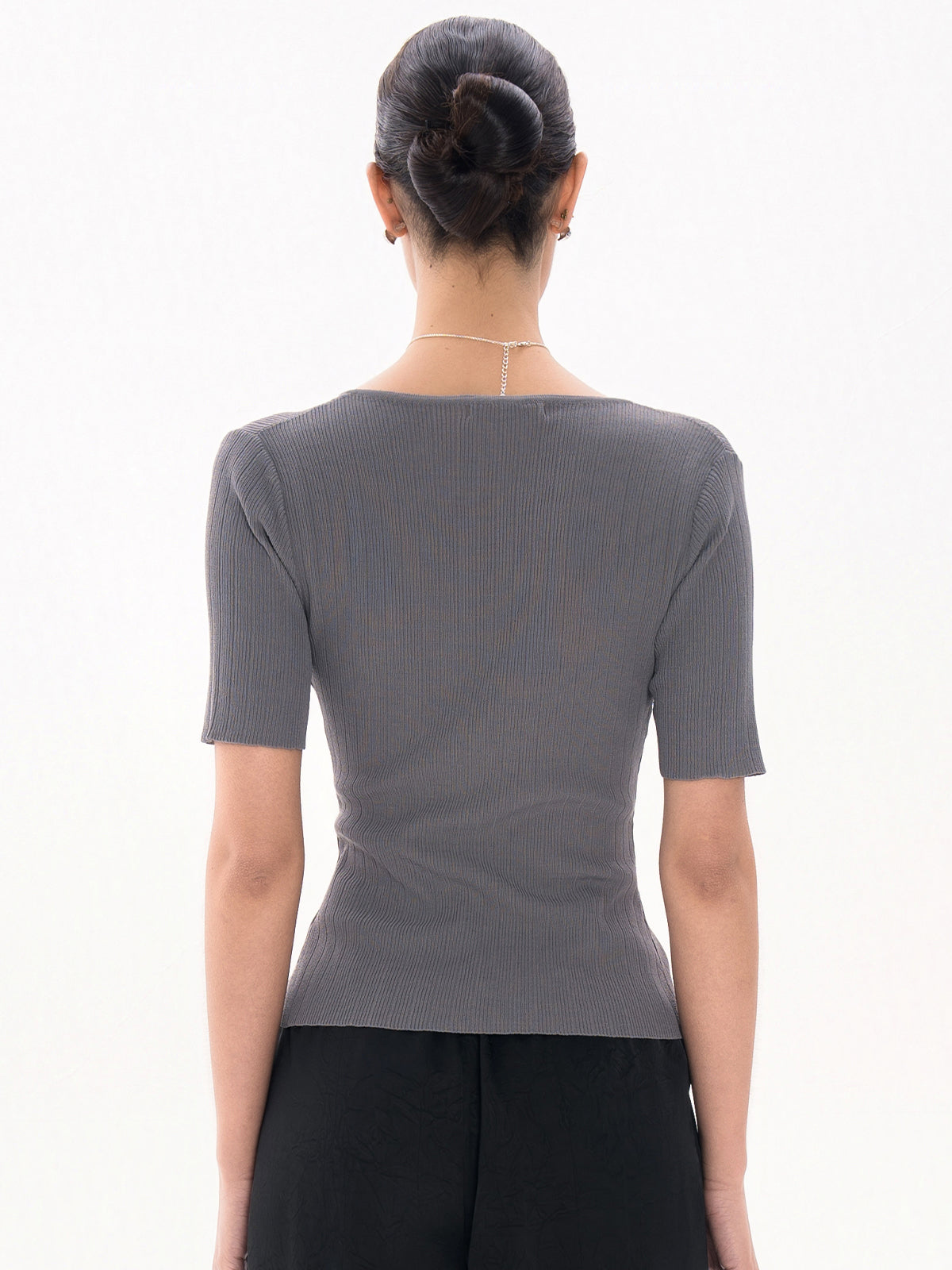 V-Neck Slit Front Knit Top