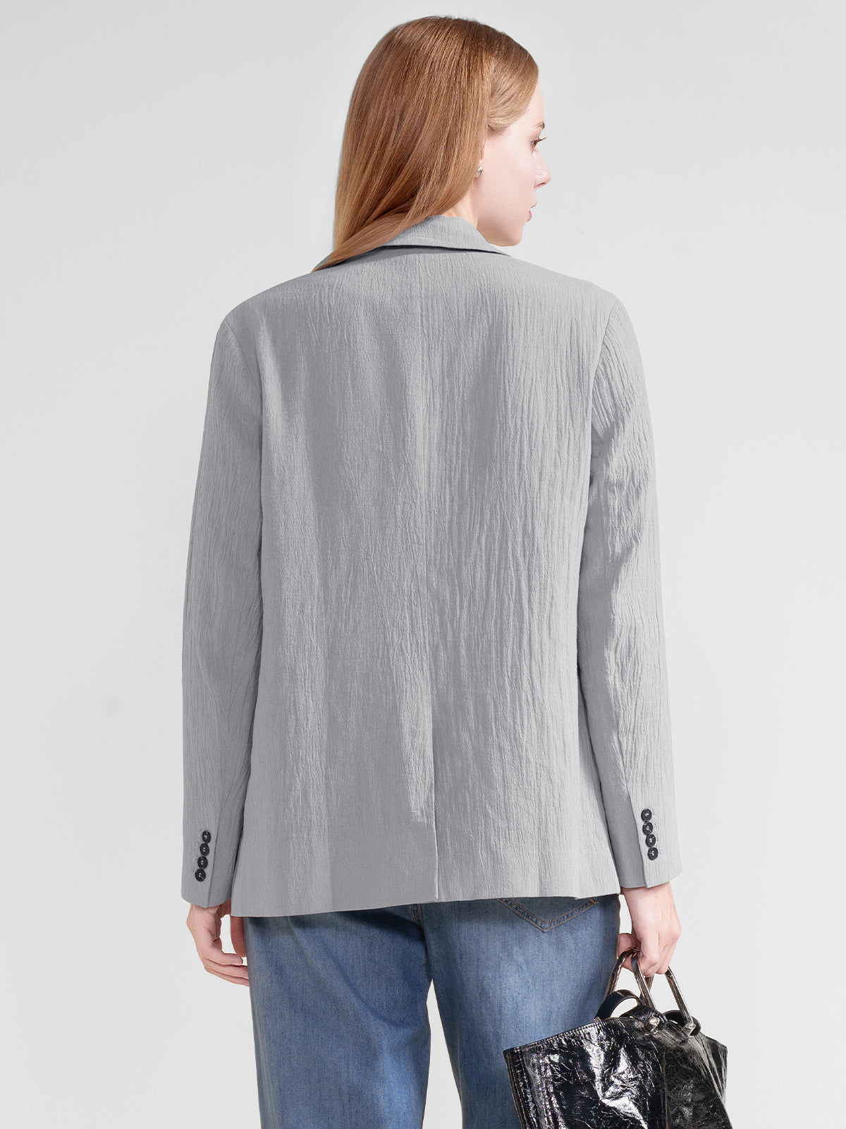Textured One-Button Blazer