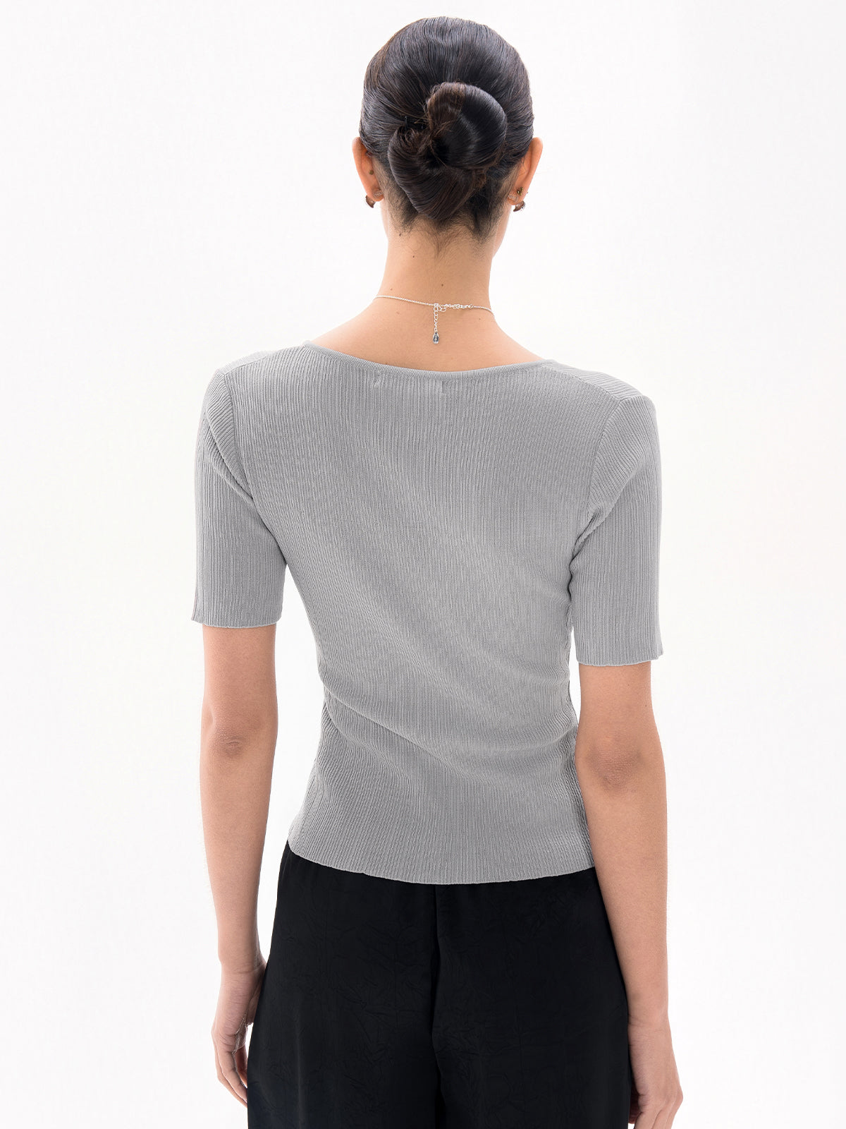 V-Neck Slit Front Knit Top