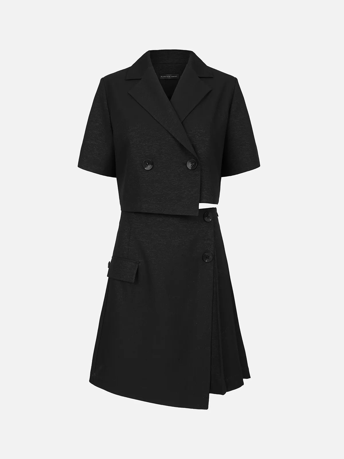 Blazer Collar Pleated Short Skirt Suit