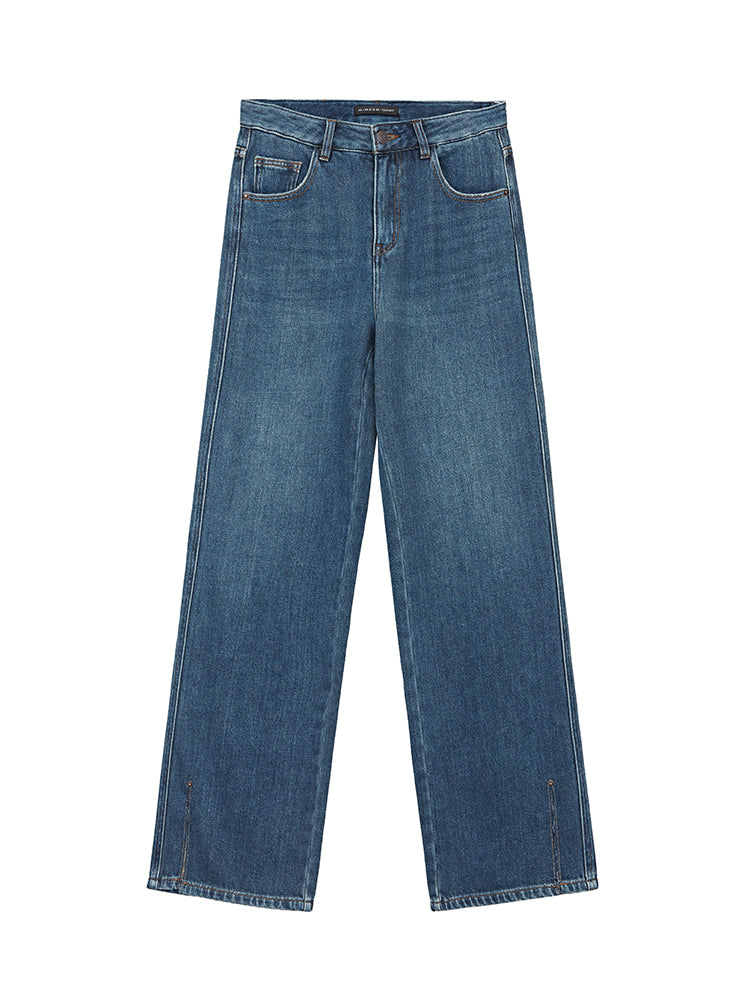 Split Hem High-Rise Loose Jeans