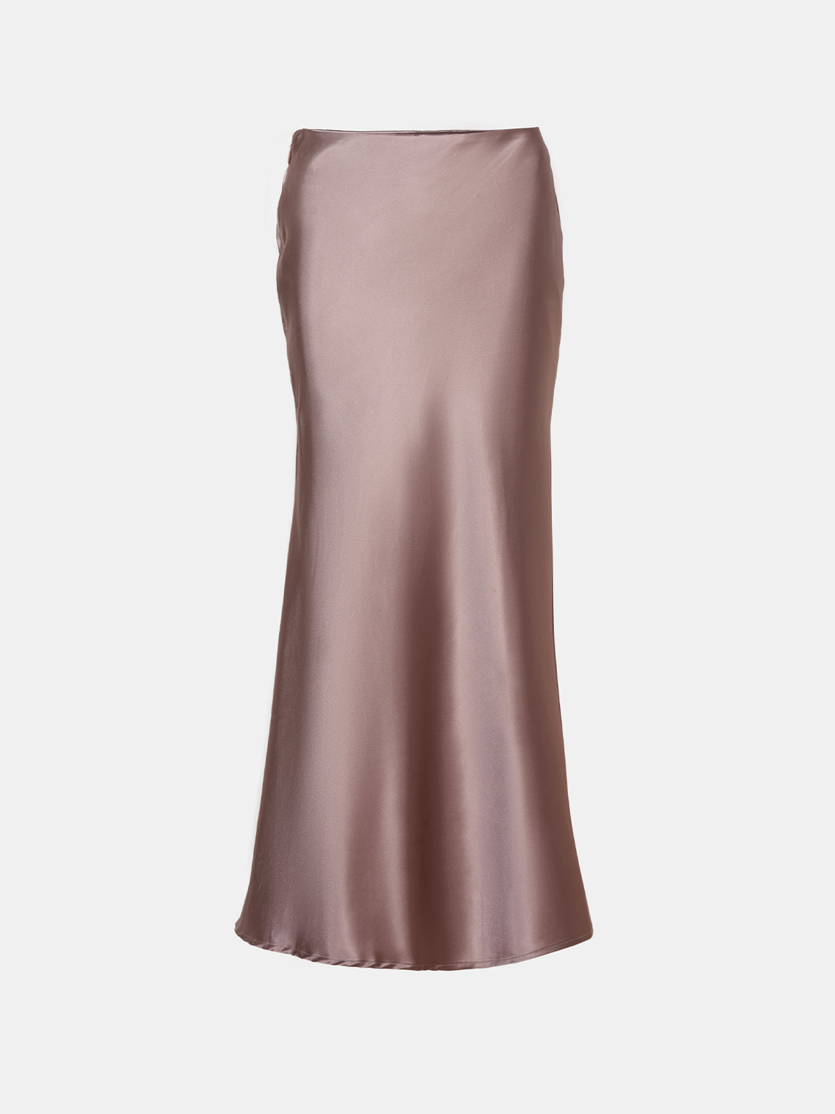 Women's Elegant Minimalist Romantic Date & Work Versatile Solid Satin Maxi Skirt, Apricot Color, Low Waist, Autumn/Winter