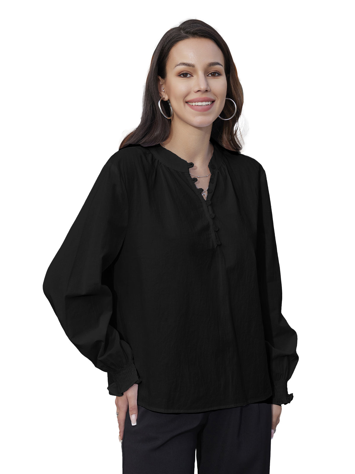 V-Neck Pullover Blouse