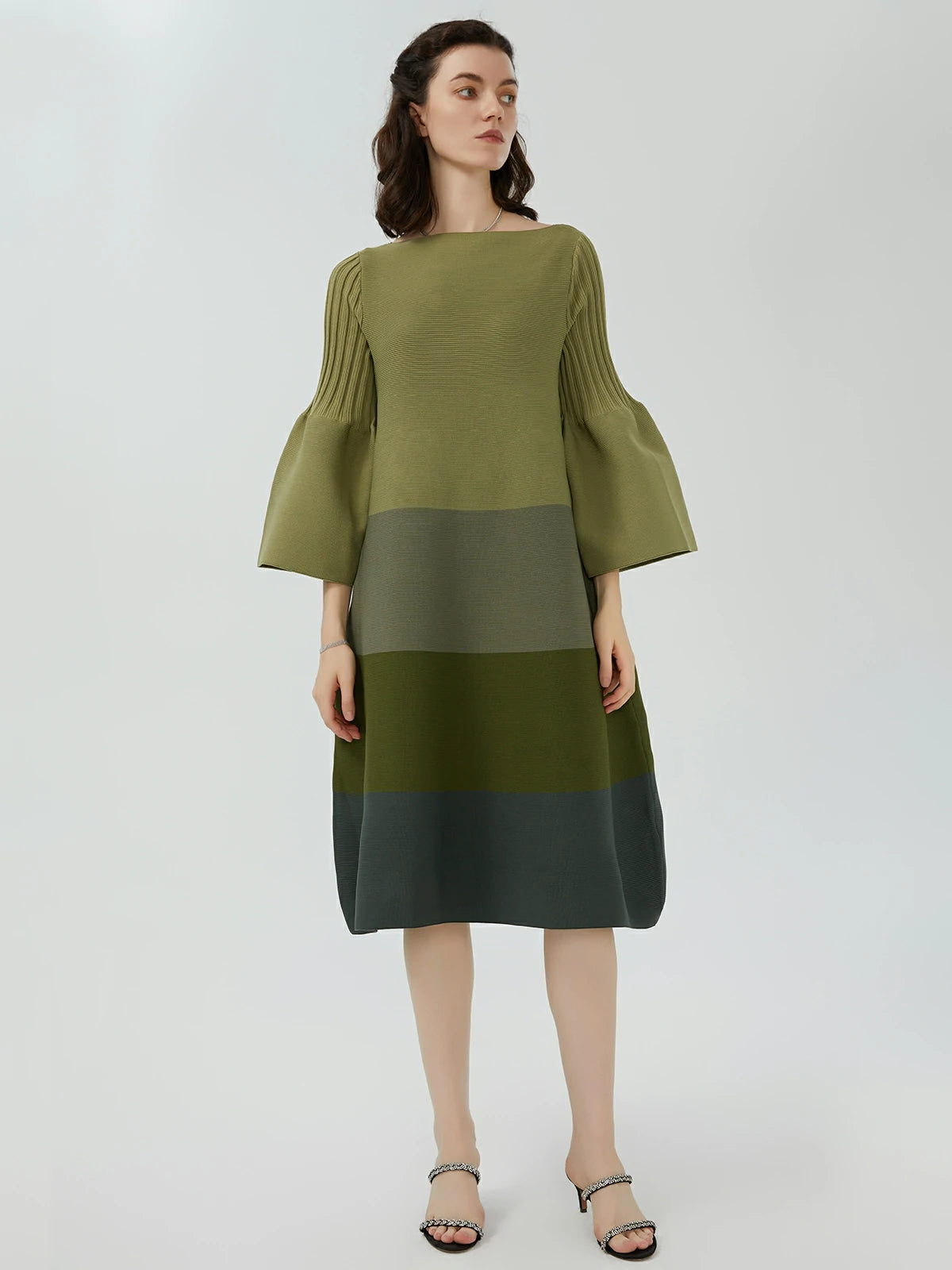 Trumpet Sleeve Loose Sweater Dress