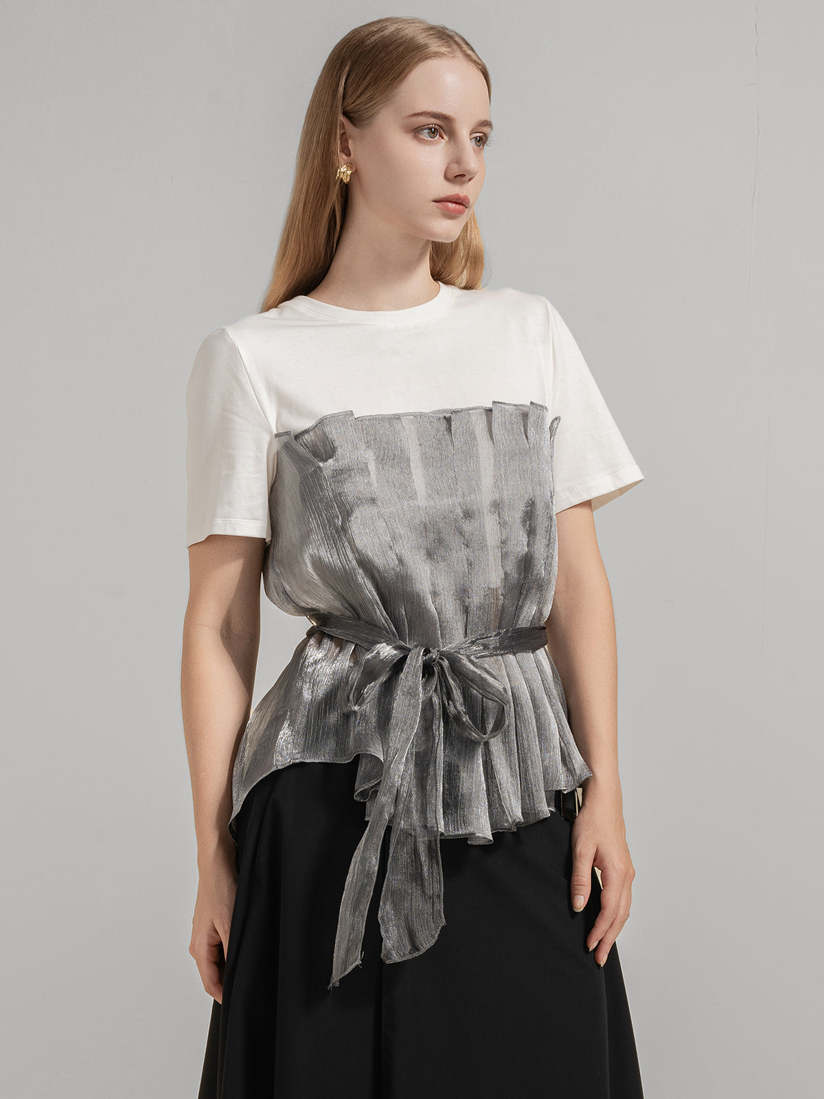 Slim Fit T-Shirt aus Mesh mit Farbblockierung