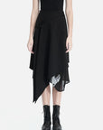 Layered Asymmetric Printed Midi Skirt