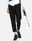 Cropped Black Carrot Pants With Pockets