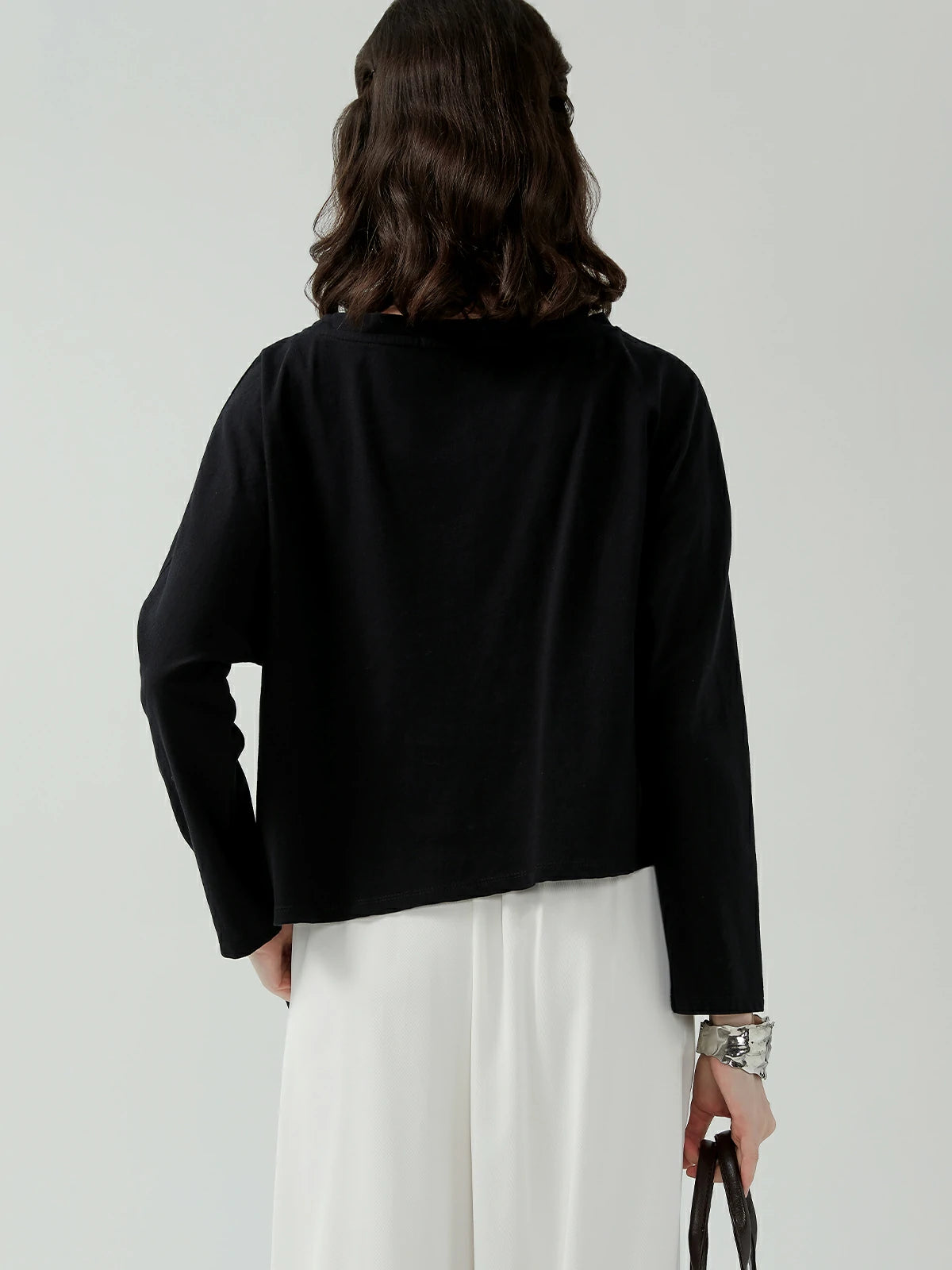 Waist Detailed Loose Long Sleeve T-Shirt