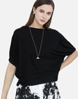 Batwing Sleeves Pleated Loose T-Shirt